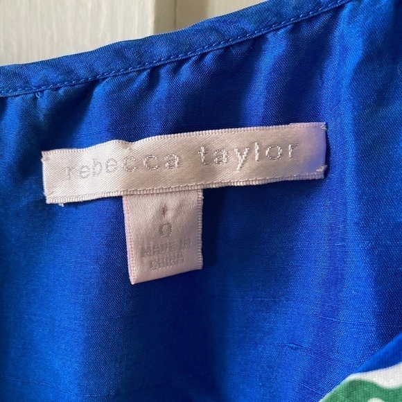 Rebecca taylor 100% silk bright pear fruit print midi dress tie front - Picture 3 of 13